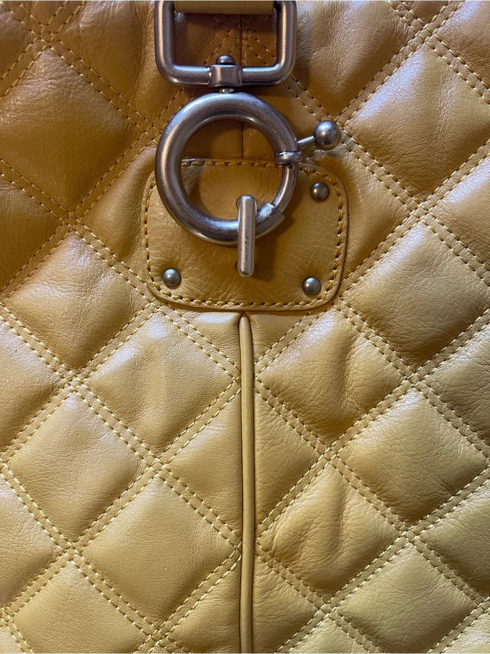 J. Crew Avery Quilted Leather Hobo w Gold Ring Detail